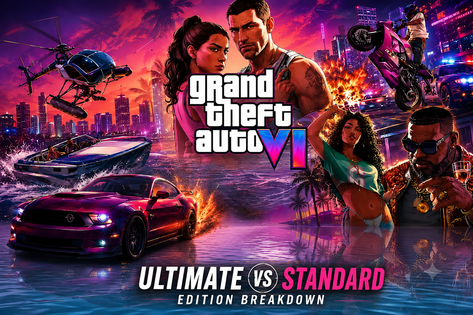 Grand Theft Auto 6 Ultimate vs Standard Edition differences graphic overlay