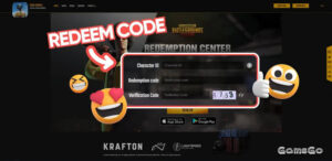 PUBG Mobile redeem code redemption center showing character ID and verification code fields